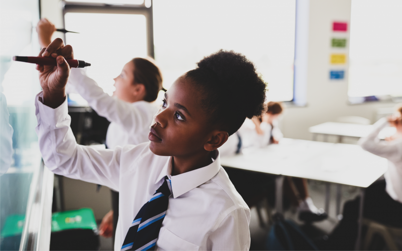 School children in a classroom.