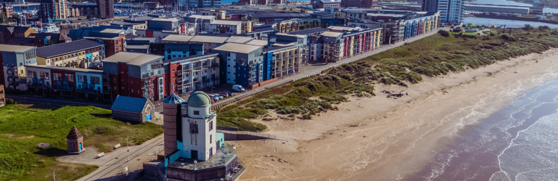 an aerial view of Swansea bay