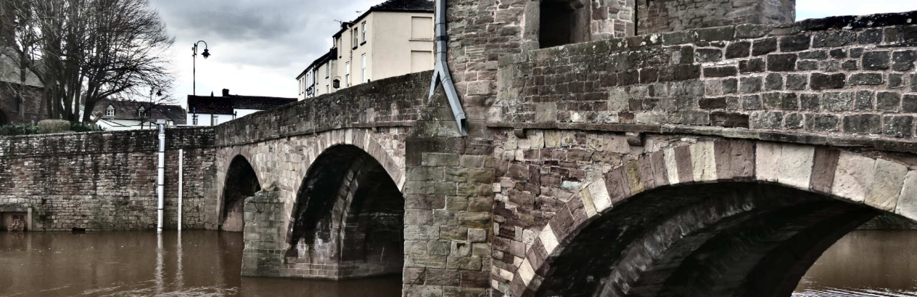 a picture of the medieval gated bridge at Monmouth