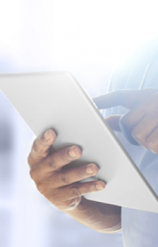 person using a computer tablet